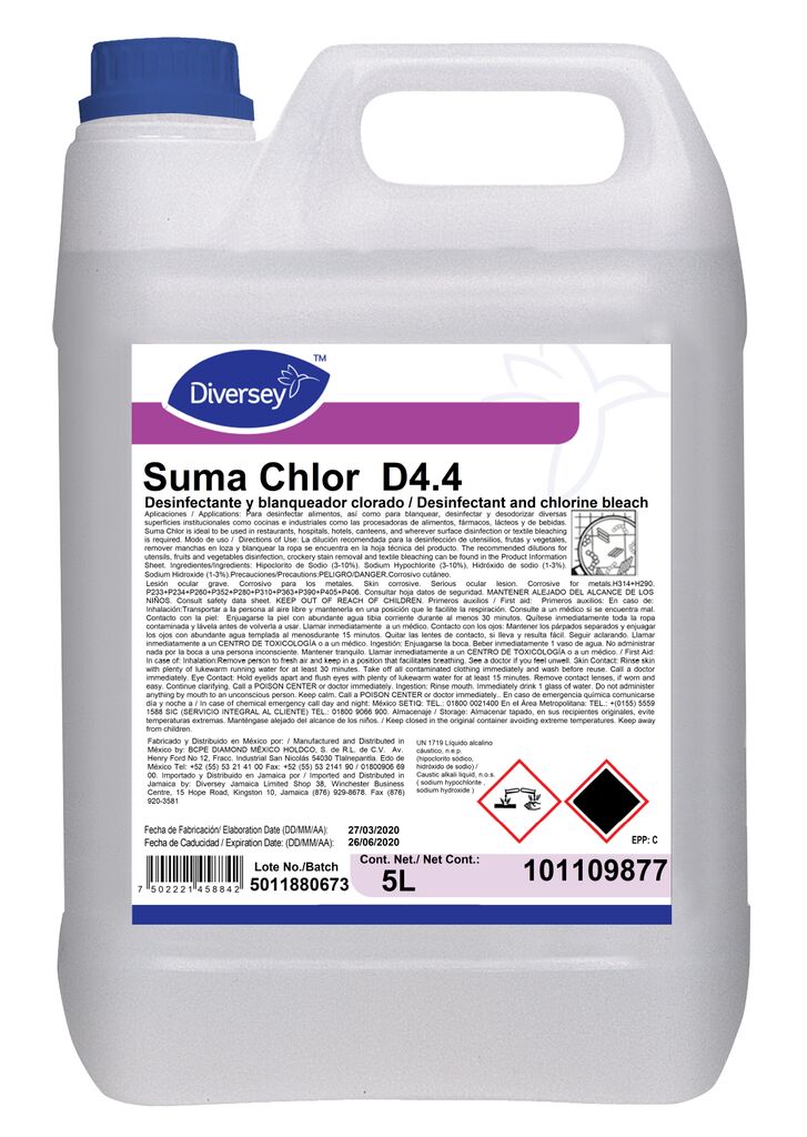 SUMA CHLOR 5L - DESINFECTANTE Y BLANQUEADOR CLORADO